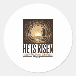 He Is Risen Easter Tomb Cross Vintage Christian Sh Classic Round Sticker