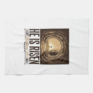 He Is Risen Easter Tomb Cross Vintage Christian Sh Kitchen Towel