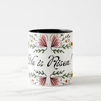 He is Risen Easter Two-Tone Coffee Mug