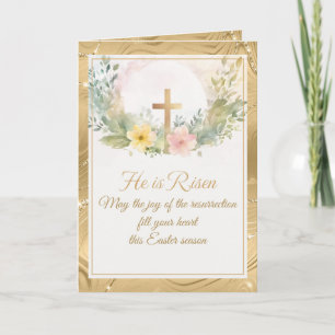 He Is Risen Easter Watercolor Flowers, Religious Note Card