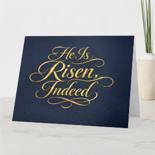 He Is Risen – Elegant Gold Script Easter Card