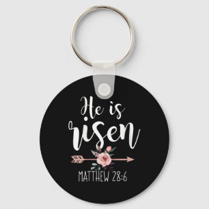 He Is Risen Floral Arrow Easter Christian Women Te Keychain
