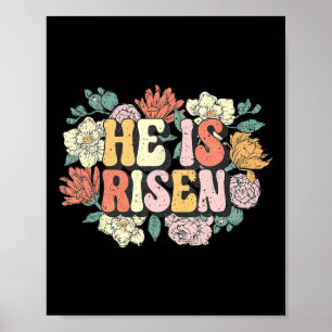 He Is Risen Floral Christian Happy Easter Women Gi Poster