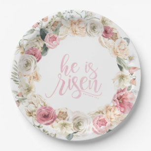 He is Risen   Floral Easter Paper Plates