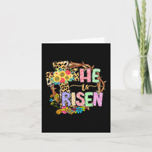 He Is Risen Floral Jesus Easter Day Christians Leo Card