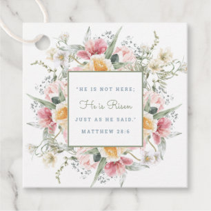 He is Risen Floral Scripture Easter Resurrection  Favour Tags
