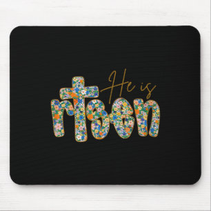 He Is Risen Floral Spring Easter Jesus Christian F Mouse Pad