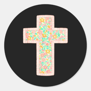 He is risen flower happy easter day jesus christia classic round sticker