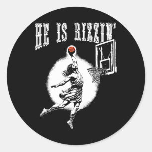 He Is Risen Funny Easter Jesus Playing Bysketbyll Classic Round Sticker