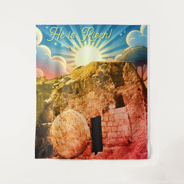 He is Risen - Garden Tomb Jerusalem Tapestry (Front)