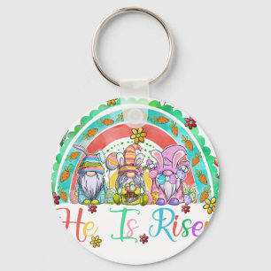 he is risen gnome, retro, vintage keychain