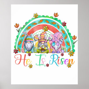 he is risen gnome, retro, vintage poster