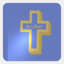  He is Risen Gold Lit Christian Cross Blue Easter
