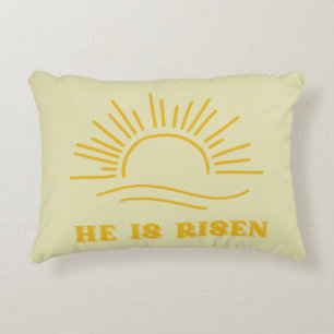 He Is Risen Gold Sunrise Christian Easter Throw Pi Accent Pillow