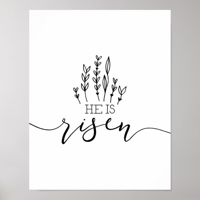 He is Risen Hand Drawn Easter Art Poster (Front)