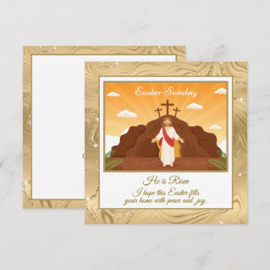 He Is Risen" Happy Easter - Customizable Religious Card