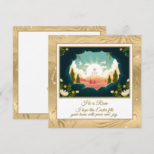 He Is Risen" Happy Easter - Customizable Religious Card