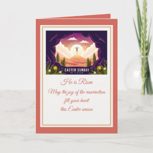 He Is Risen" Happy Easter - Customizable Religious Note Card