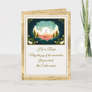 He Is Risen" Happy Easter - Customizable Religious Note Card