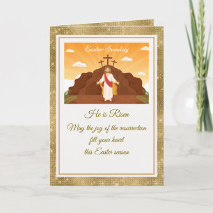 He Is Risen" Happy Easter - Customizable Religious Note Card