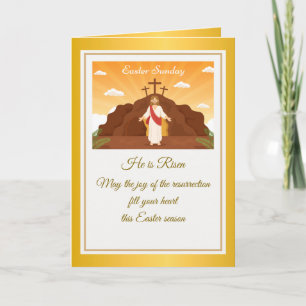 He Is Risen" Happy Easter - Customizable Religious Note Card