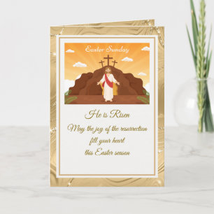 He Is Risen" Happy Easter - Customizable Religious Note Card