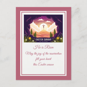 He Is Risen" Happy Easter - Customizable Religious Postcard