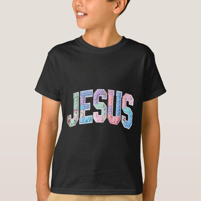 He is risen happy easter day jesus patchwork T-Shirt (Front)