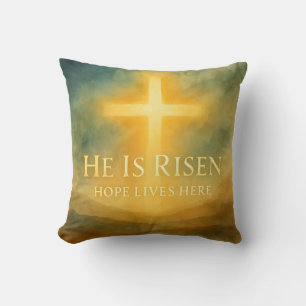 He Is Risen Hope Lives Here Easter 2026 Throw Pillow