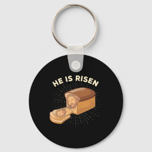 He Is Risen Jesus Christ Easter Pun Christian Brea Keychain