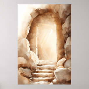 He Is Risen Jesus Christ Resurrected Jesus Tomb Poster