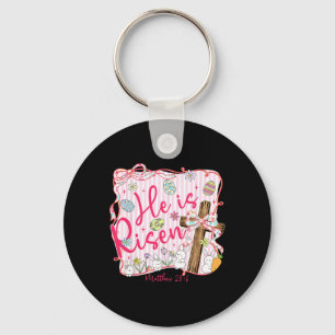 He Is Risen Jesus Christian Easter Coquette Bow Fa Keychain