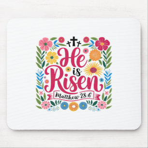 He Is Risen Jesus Christian Happy Easter Bible Ver Mouse Pad