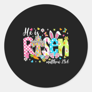 He Is Risen Jesus Christian Happy Easter Day Women Classic Round Sticker