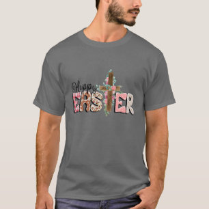He Is Risen Jesus Christian Happy Easter Floral Fa T-Shirt