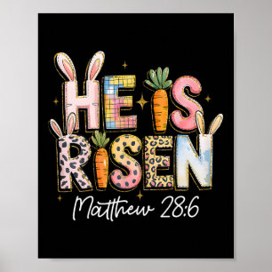 He Is Risen Jesus Christian Happy Easter Kids Wome Poster