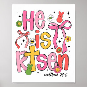 He Is Risen Jesus Christian Happy Easter Kids Wome Poster