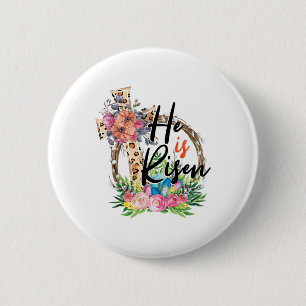 He Is Risen Jesus Christian Happy Easter Women Kid 2 Inch Round Button