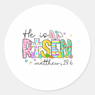 He Is Risen Jesus Christian Happy Easter Women Kid Classic Round Sticker
