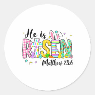 He Is Risen Jesus Christian Happy Easter Women Kid Classic Round Sticker