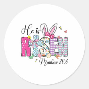 He Is Risen Jesus Christian Happy Easter Women Kid Classic Round Sticker