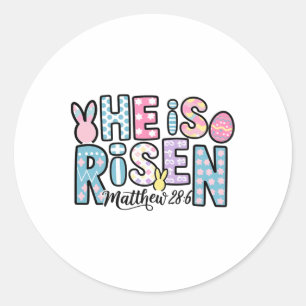 He Is Risen Jesus Christian Happy Easter Women Kid Classic Round Sticker