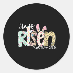 He Is Risen Jesus Christian Happy Easter Women Kid Classic Round Sticker