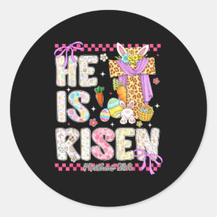 He is risen jesus christian happy easter women kid classic round sticker