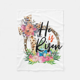 He Is Risen Jesus Christian Happy Easter Women Kid Fleece Blanket