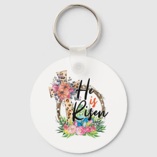 He Is Risen Jesus Christian Happy Easter Women Kid Keychain