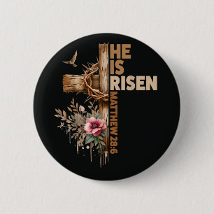 He is Risen Jesus Christian Religious Easter 2 Inch Round Button