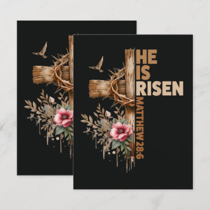 He is Risen Jesus Christian Religious Easter Announcement