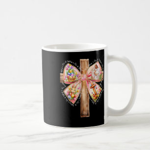 He Is Risen Jesus Coquette Bow Easter Cross Women Coffee Mug