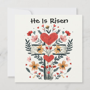 He Is Risen Jesus Cross Greeting Card, Easter Day Holiday Card